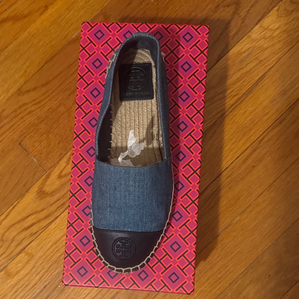 Tory Burch Blue and Brown Espadrilles